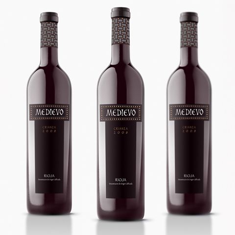 diseño botellas de vino medievo